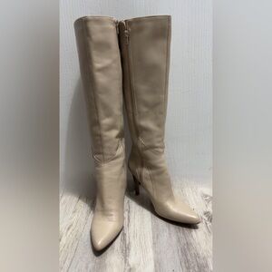 Nine West Cream Heeled Boots